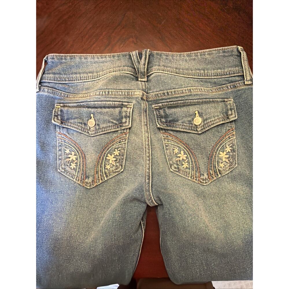 Hollister Low Rise Boot Cut Jeans 8R Stretch Waist Embroidery Pockets 29x31 Y2K - Picture 11 of 11